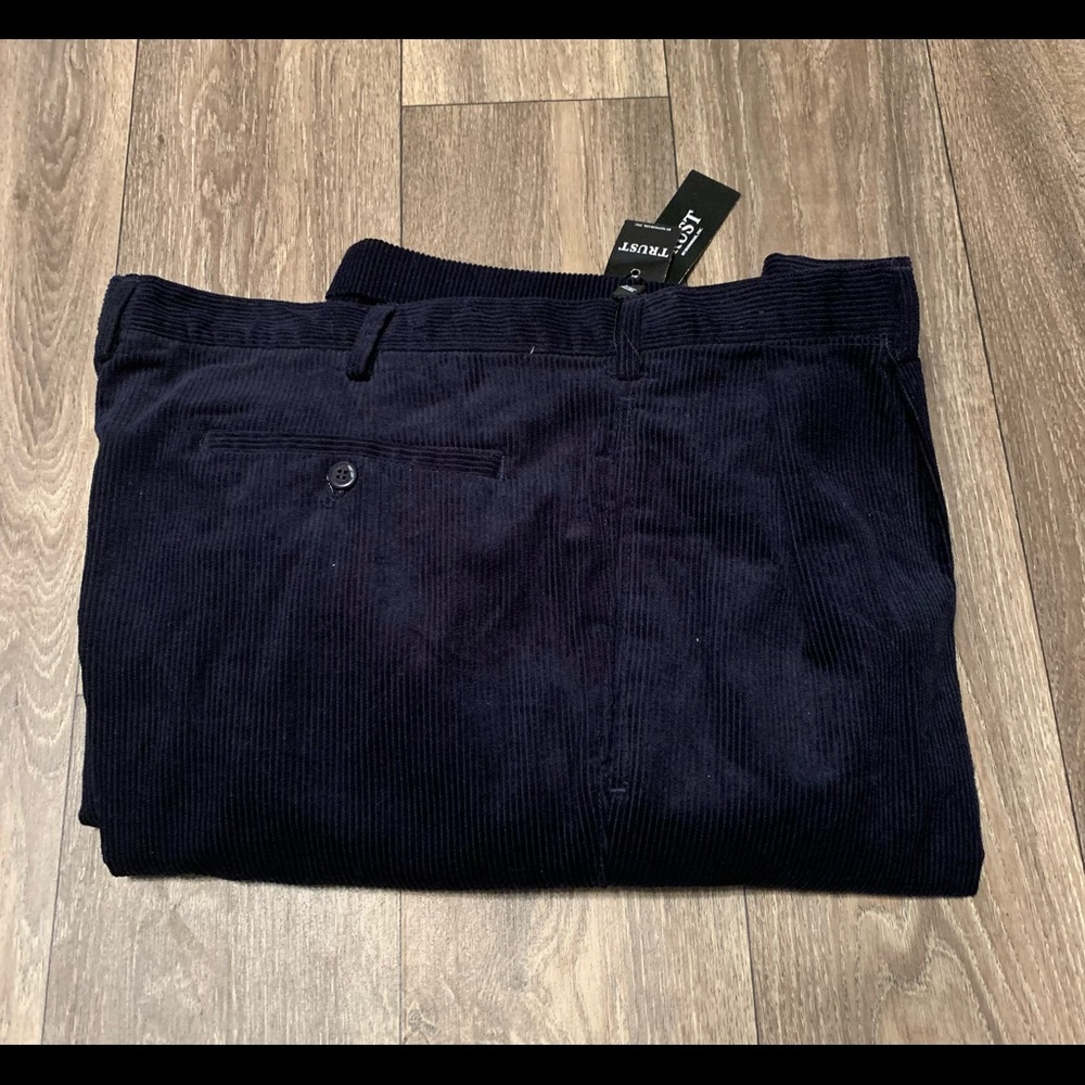 Trust Corduroy Pants Navy Blue  W42xL30 100% Cotton New With Tags